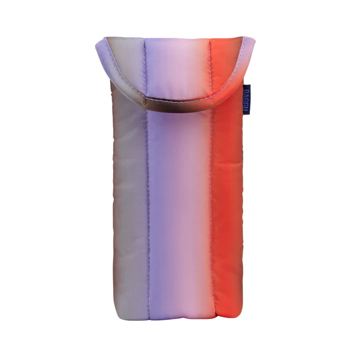 Puffy Glasses Sleeve: Gradient Stripe Poppy & Lilac