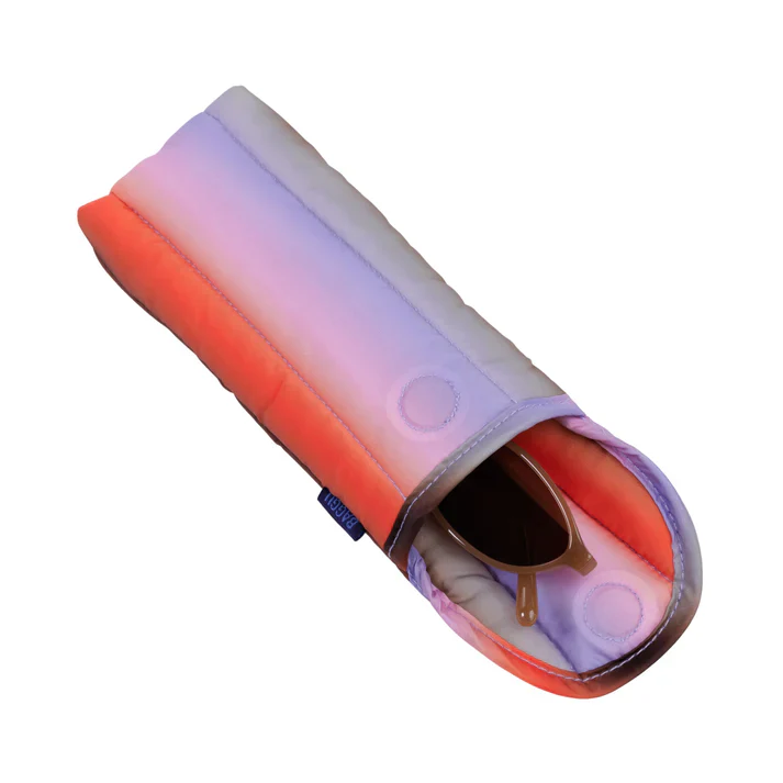 Puffy Glasses Sleeve: Gradient Stripe Poppy & Lilac - Image 2